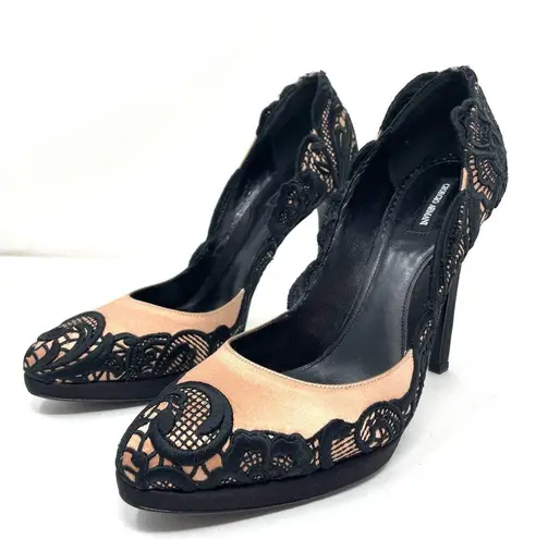 Giorgio Armani couture silk heels, made in Italy
