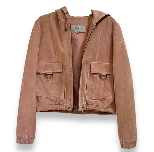 wilson's leather Vintage 80s pink suede leather hooded bomber jacket pants suit