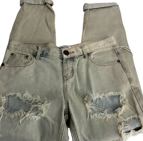 One Teaspoon One by  Diamonde Awesome Baggies Distressed Cuffed Jeans Size 0