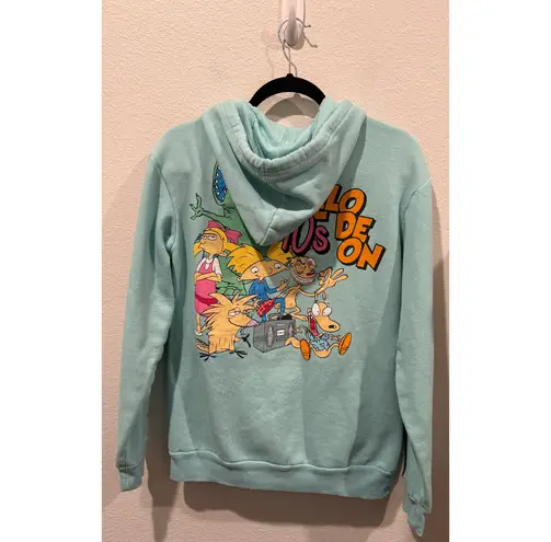 NICKELODEON 90's Retro Hey Arnold Blue Graphic Cartoon Hoodie