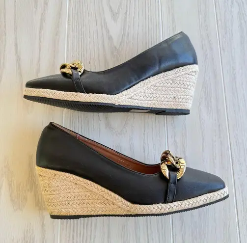 Black Espadrille Wedge Heels w/ Gold Chain – Women’s 38 / 7.5–8