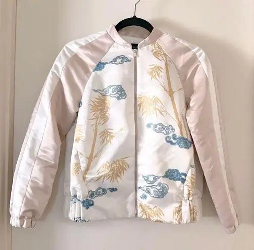 ZARA Pink & White Satin Tiger Bomber Jacket