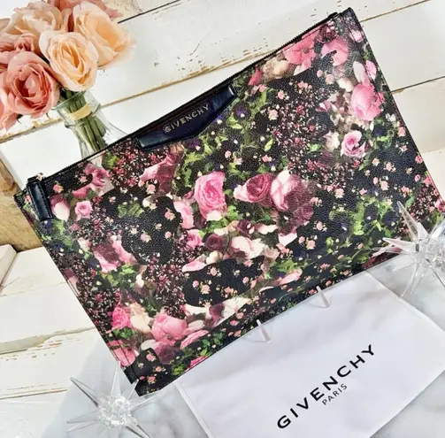 Givenchy Large Antigonia Leather Floral Pouch/Clutch