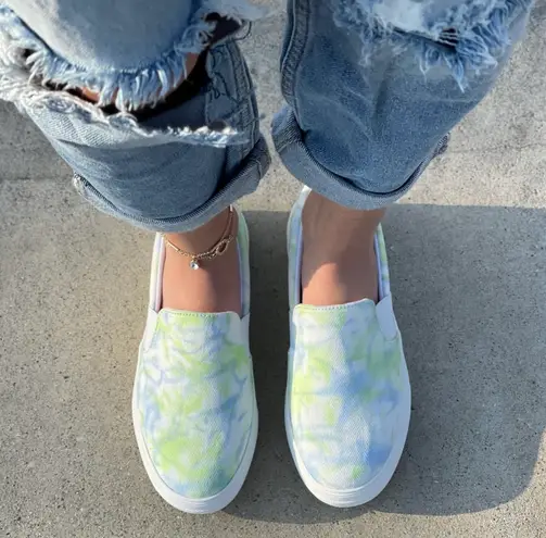 Soda Shoes Lime Tye Dye Slip On Sneaker