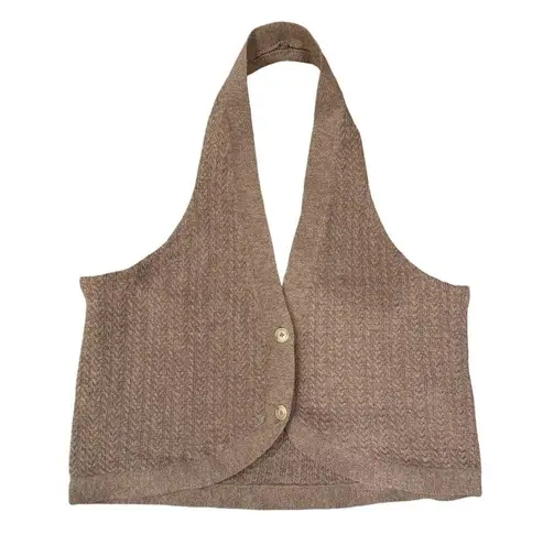 Maeve  Halter Cable Sweater Vest in Brown- Large