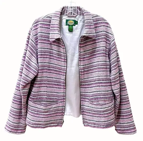 Cabela's Women's Purple Multicolor Striped Tweed Zip Front Jacket Blazer Size M