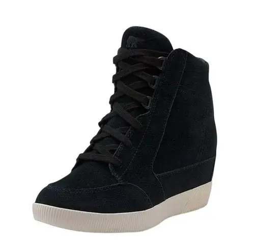 Sorel  Women's Out N About Wedge II Black/Sea Salt Sneaker Waterproof Boots Sz 11