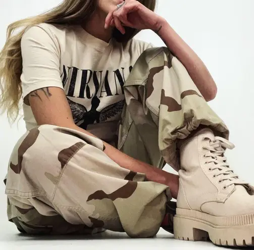 Y2K Women’s Cargo Combat Trousers in Desert Camo Medium Regular Green