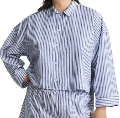 Everlane  Women's Blue and White Striped Cotton Woven PJ Top Size Small NWT