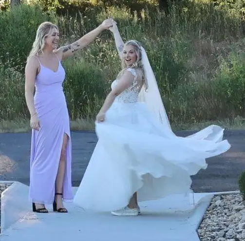 Azazie Deandra lilac dress