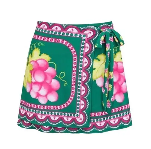 2 Piece Ruffle Sleeve High Waist Bodysuit Wrap Skirt Tropical Cover Up Sz L NWT Pink Size L