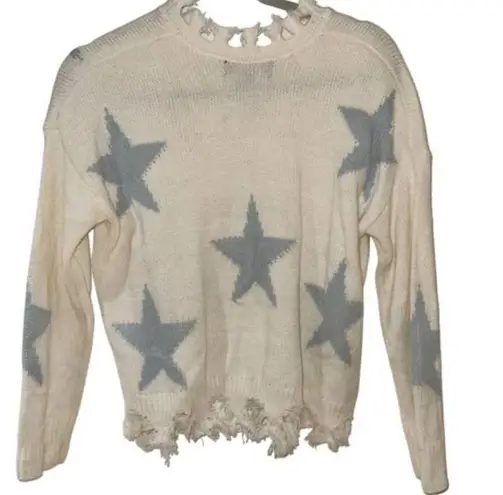 Sweet & Sinful CREAM BLUE VINTAGE FRAYED LOOK STARS SIZE XS