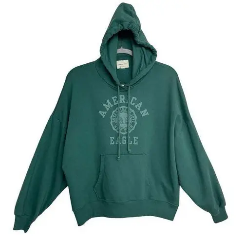 American Eagle  Green Oversized Baggy Pullover Graphic Print Sweatshirt Hoodie XS