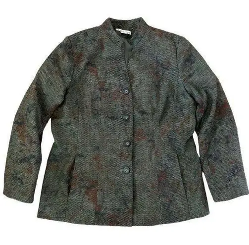 Coldwater Creek Womens Green Tapestry Jacket Blazer Petite Size 16