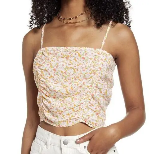 Nordstrom Ruched Calico Crop Camisole MEDIUM Daisy Print Smocked Ruched Nordstorm BP NEW