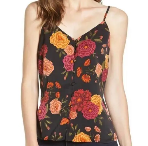 Cupcakes and Cashmere Tank Size Extra Small Floral Button Black Office Work