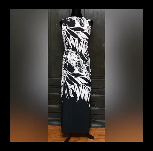 DR Collection Blk & white sleeveless long dress M