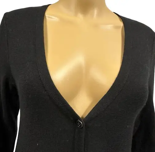 Alfani  Black Knit V Neck Button Down Cardigan Duster Tunic Long Sleeve Womens S