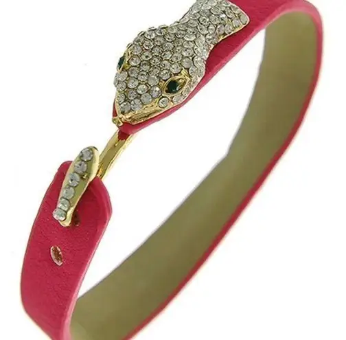 LEATHERETTE RHINESTONE SNAKE BRACELET