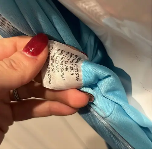 Mac Duggal IEENA Blue High Neck Sleeveless Gown