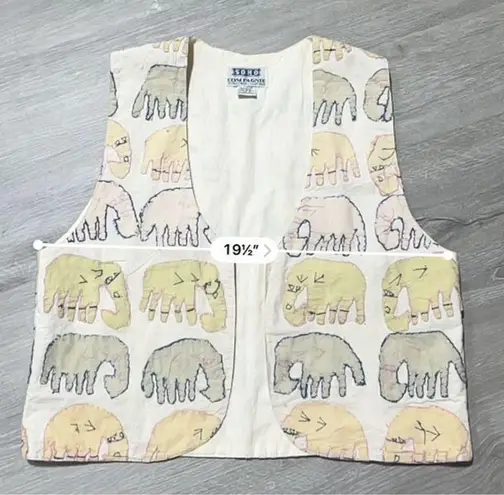 Vintage Embroidered Elephant Vest Medium