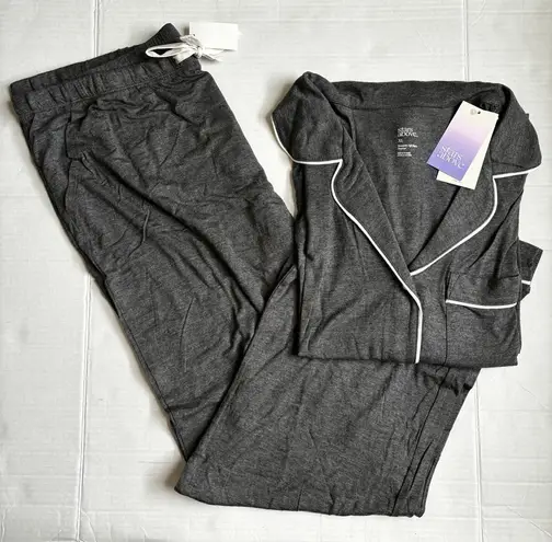 Stars Above Women's Soft Shorts Sleeve Top & Long Pants Pajama Set Dark Gray Medium