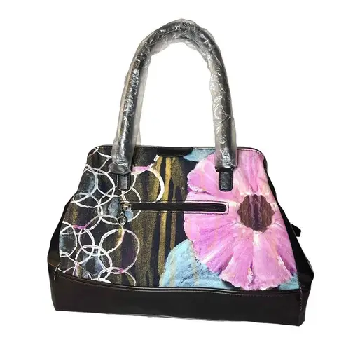 NEW Studio Demdaco Caroline Simas Art HANDBAG Satchel Shoulder Purse Pink Brown