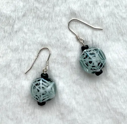 Handmade NEW Halloween Glow In The Dark Spider Web Earrings