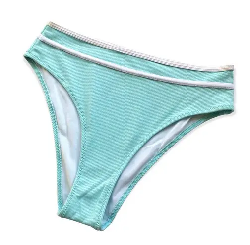 🆕Blue Ribbed High Waisted Bikini Swimsuit Bottom Size M