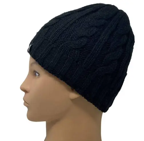 HEAT HOLDERS Black Cable Knit Fleece Women's Winter Cap Beanie Hat