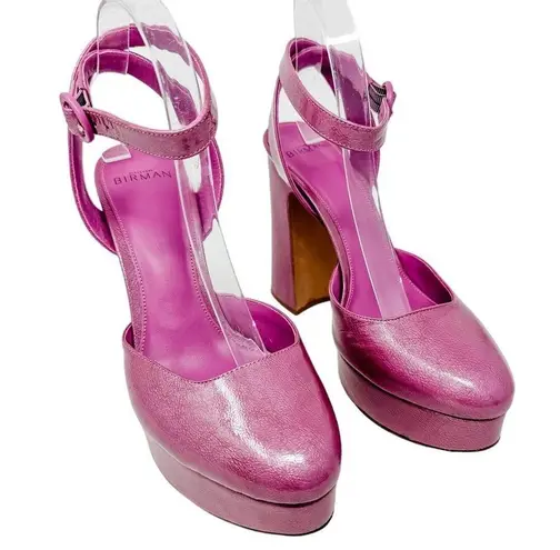 Alexandre Birman Vita 120 Platform Block Heel Ankle Strap Pumps Mauve Size 39.5