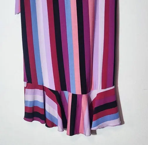 ECI Colorful Stripe Wrap Skirt Size Small Purple and Blue Stripe Ruffle Skirt