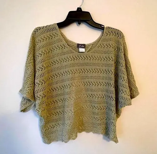 Dots Crochet Cropped Backless Sweater Size L Gold Size L - Image 4