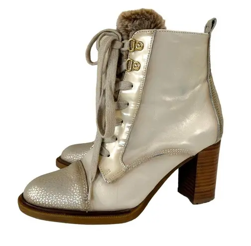 Hispanitas Janeth Cream CapToe Victorian Ankle Boots Size 6