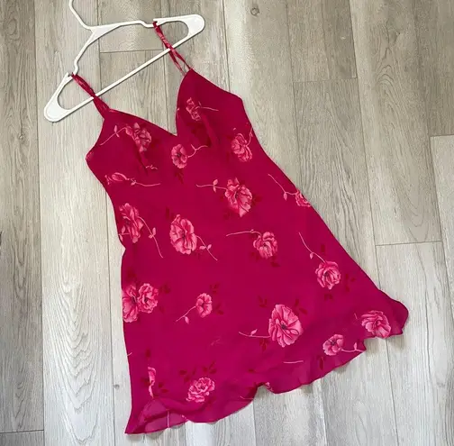 Y2K Slip Dress floral sheer mini avon intimates womens Pink (small) babydoll