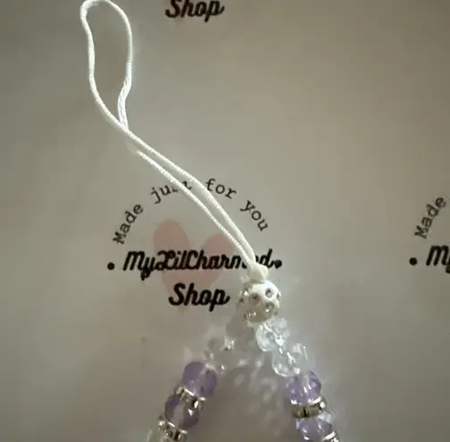 Handmade Cell Phone Charm Strap Lilac Glass Beads New