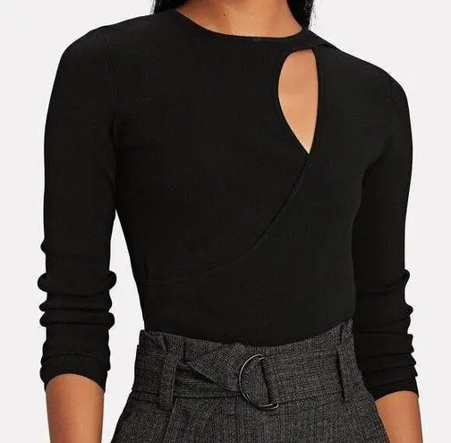 A.L.C. Priya Black Cut-Out Women's Long-Sleeve Knit Top