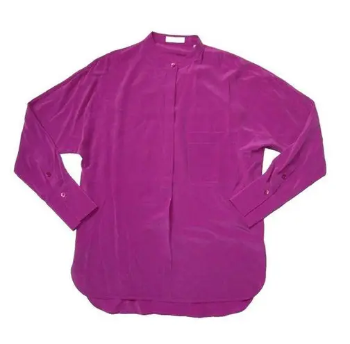 Equipment NWT Marche in Wild Aster Purple Silk Half Button Blouse Shirt XS