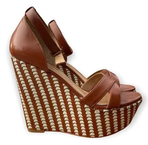 Pour La Victoire Italian Made Leather Soled Platform Wedges Size 6