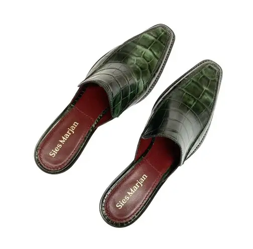 Sies Marjan Heeled Mules Kaya Embossed Croco Mule Leather Italian Designer NIB