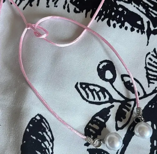 handmade pink ribbon spiked heart & pearl necklace π©· soft grunge coquette jewelry