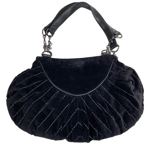 Million Wishes Black Velvet Embroidered and Beaded Shoulder Purse Bag