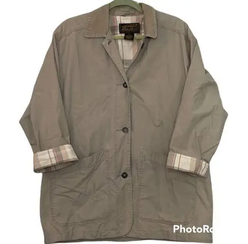 Eddie Bauer  Women’s Oversized Beige Flannel Lined Field Jacket Size Small thumbnail 1