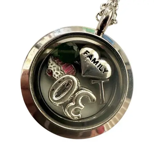 Floating Charm silver tone Locket necklace