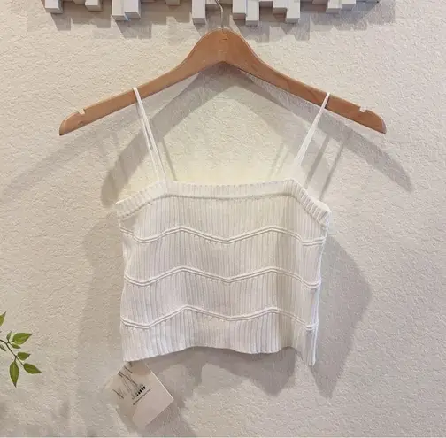 J.ING White Y2K Knit Crop Camisole Cami Top One Size NWT