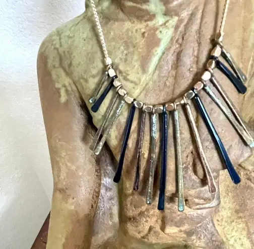 Multicolor gold tone " stick" Necklace