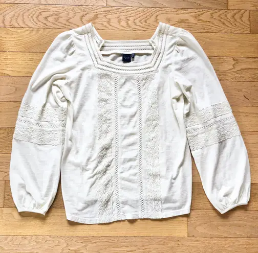 Kaari Blue Cream Lace Boho Blouse