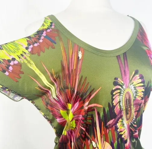 Jean Paul Gaultier Soleil Women’s Small Green Floral Printed Cold Shoulder Top