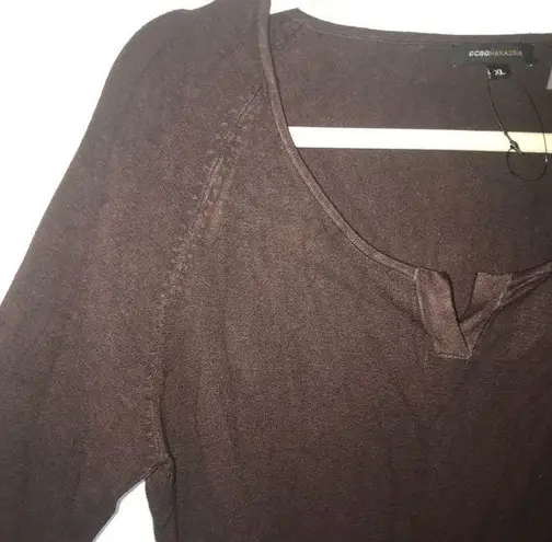 BCBGMAXAZRIA XL BCBG Max Azria Brown Scoopneck L/S Sweater BNWT