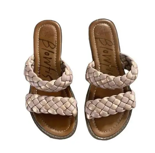 blowfish Pink and Gold Double Strap Braided Sandal Size 6.5